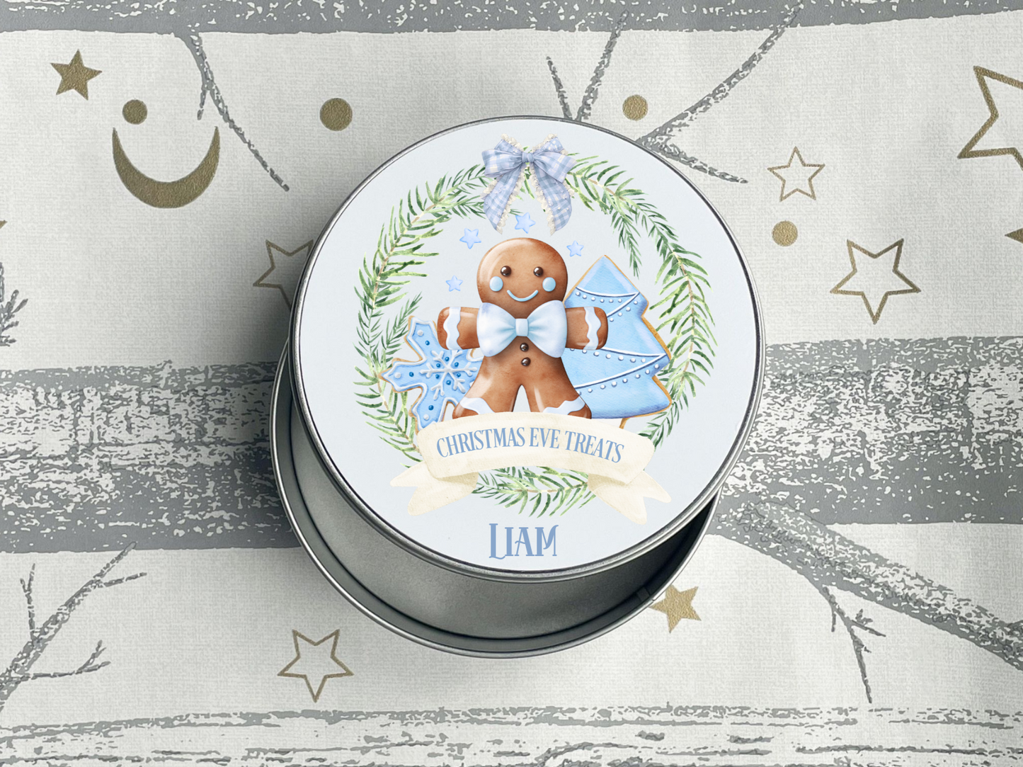 Personalised Gingerbread Christmas Eve Treats Tin
