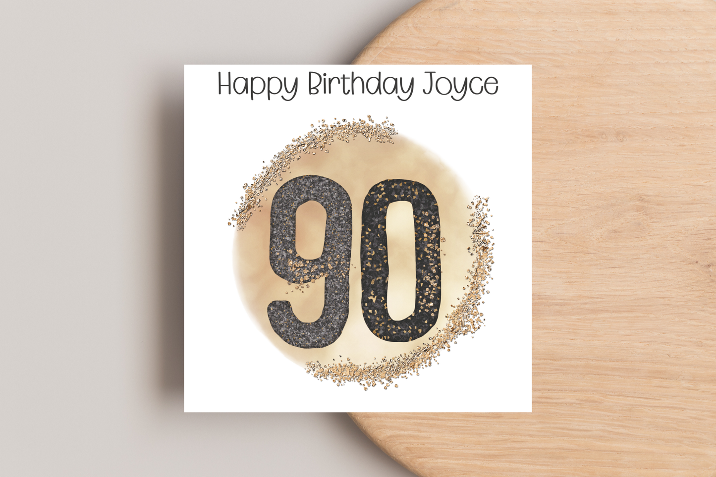 Personalised Black and Gold 90th Birthday Card