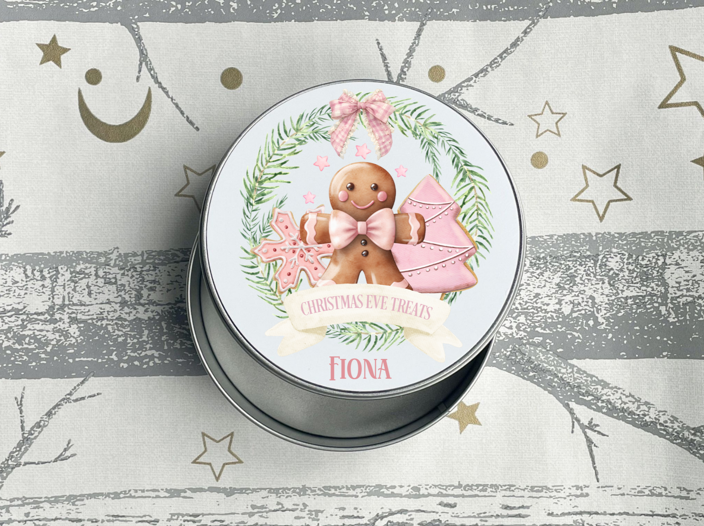 Personalised Gingerbread Christmas Eve Treats Tin