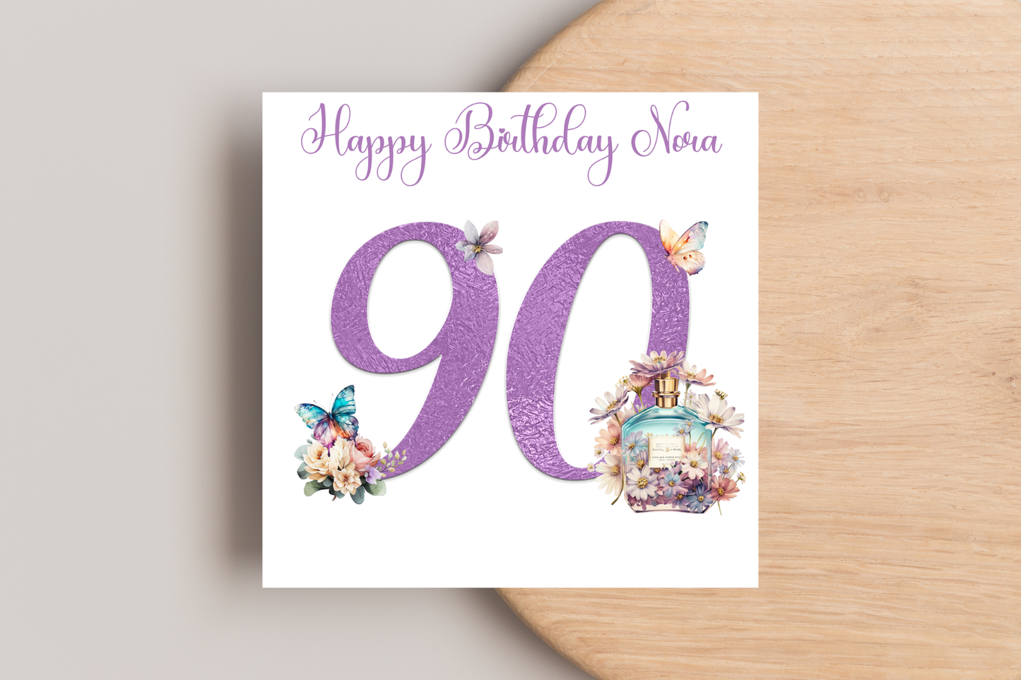 Personalised Purple Perfume Birthday Card