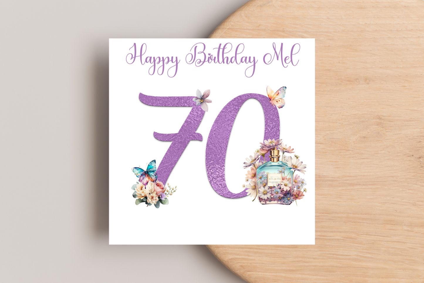 Personalised Purple Perfume Birthday Card