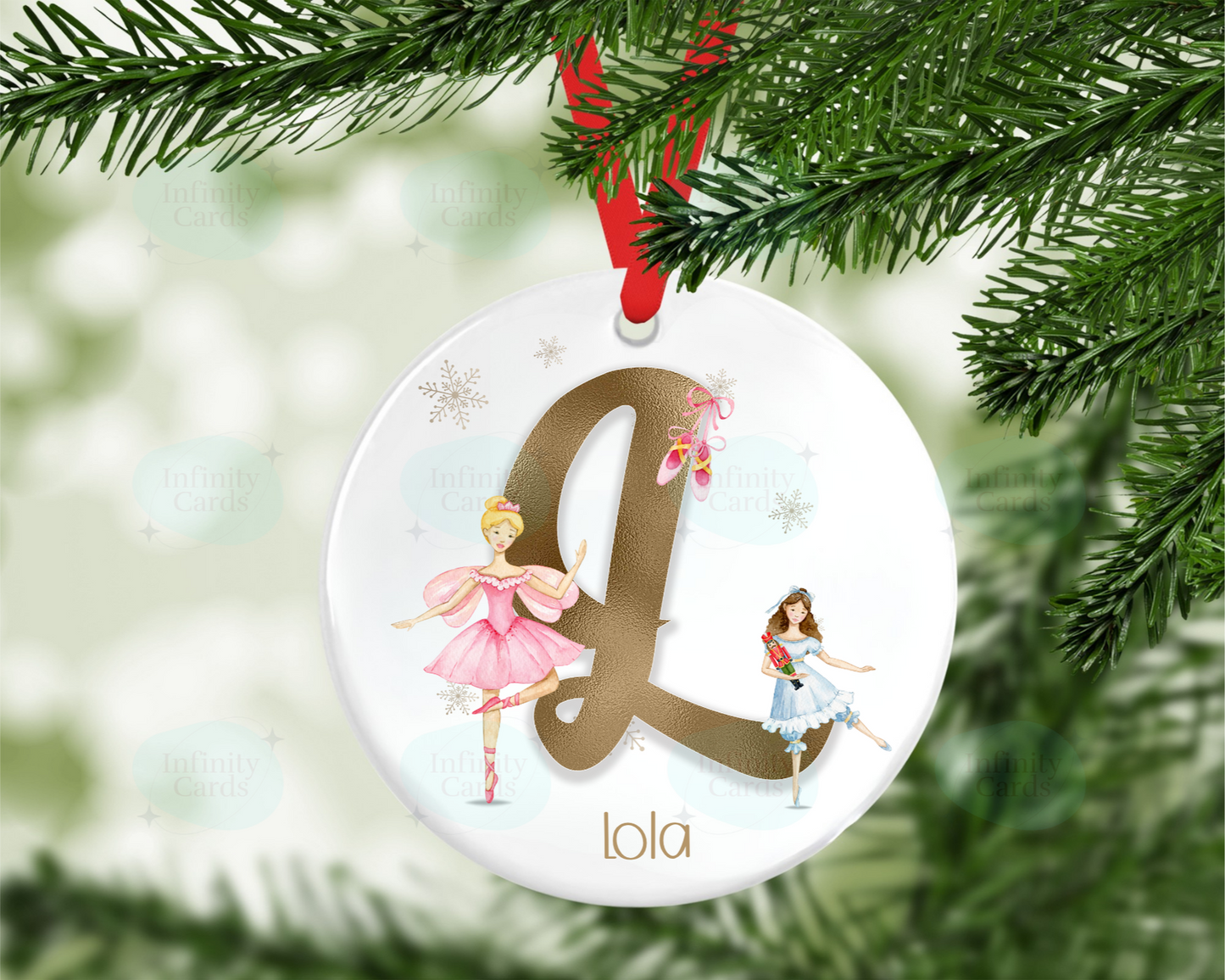 Personalised Ballerina Initial Christmas Bauble