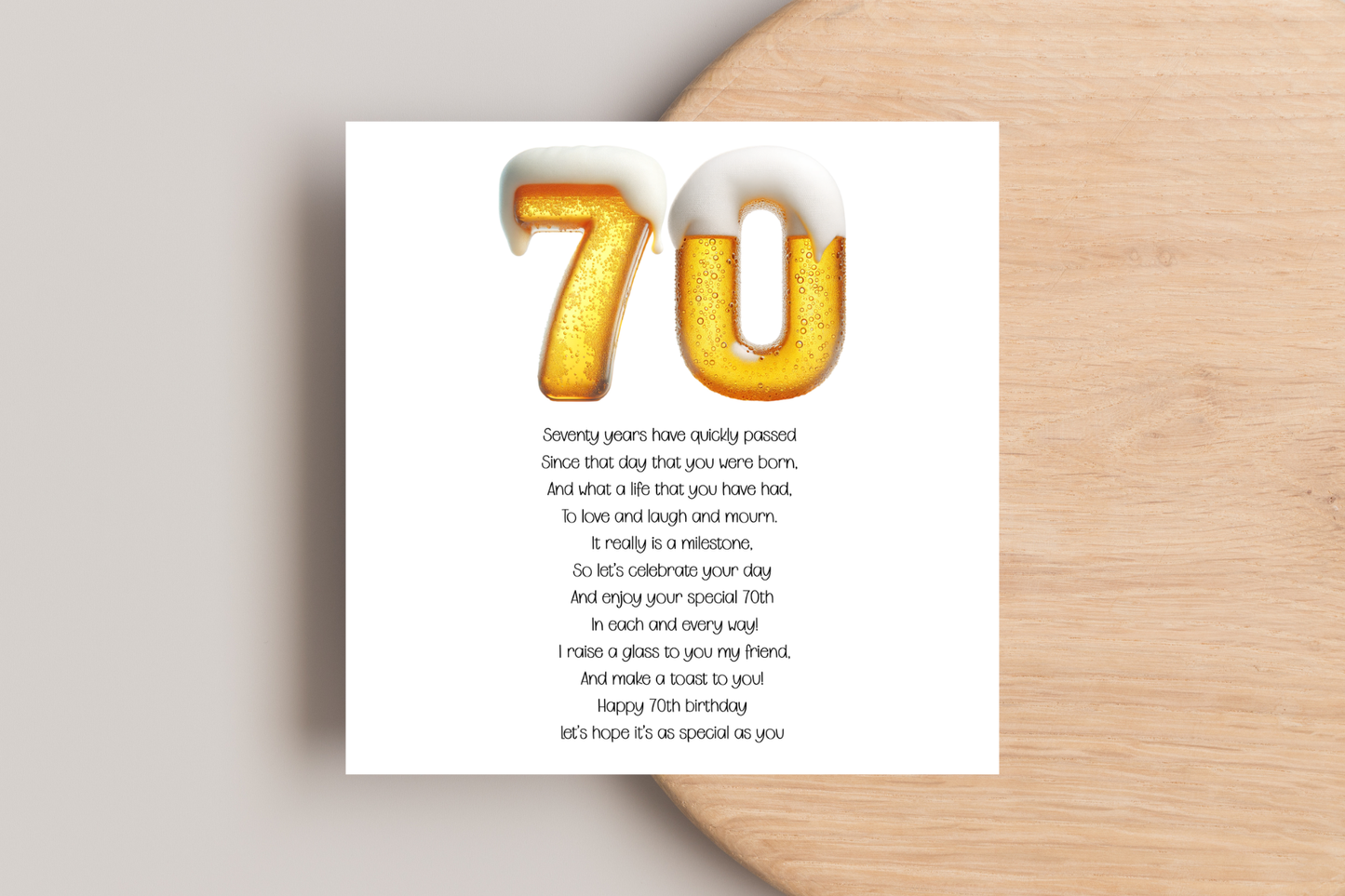70th Beer Number Birthday Card for him