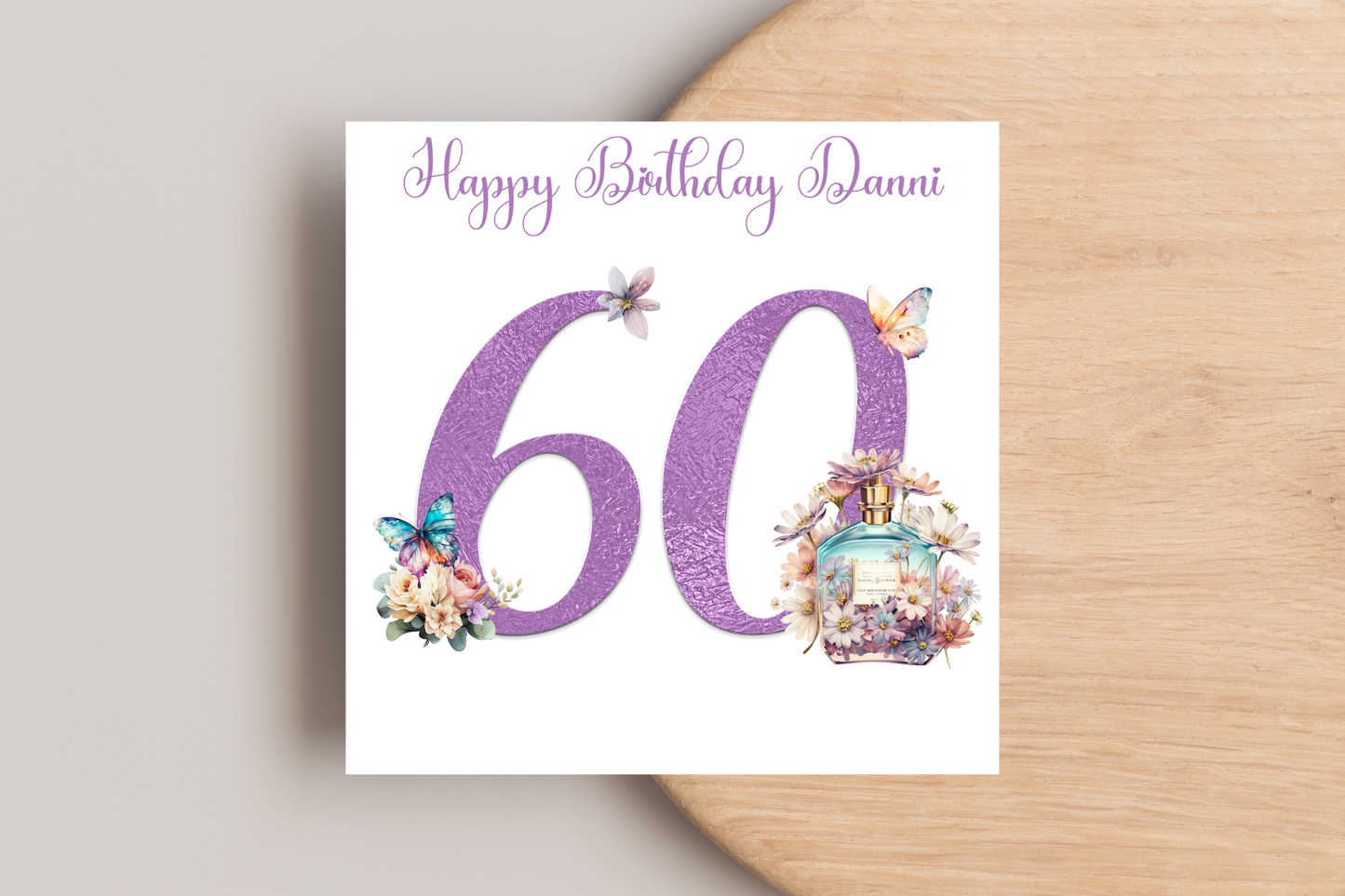 Personalised Purple Perfume Birthday Card