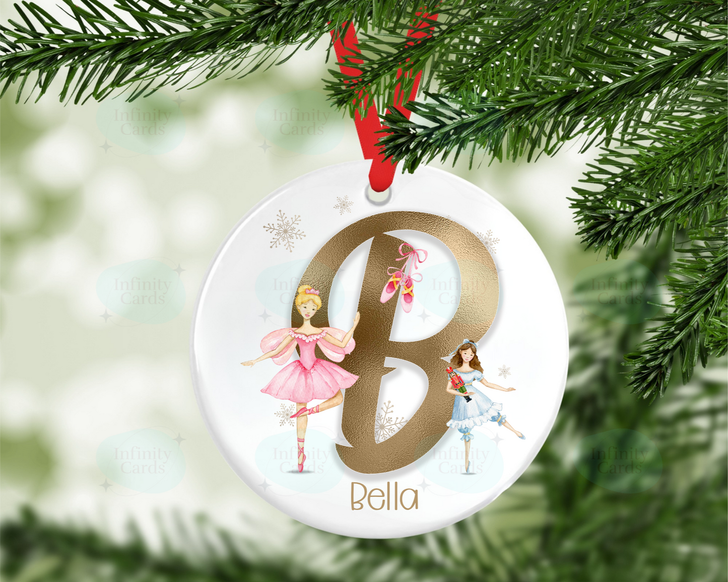 Personalised Ballerina Initial Christmas Bauble