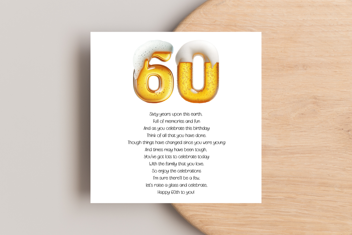 60th Beer Number Birthday Card for him