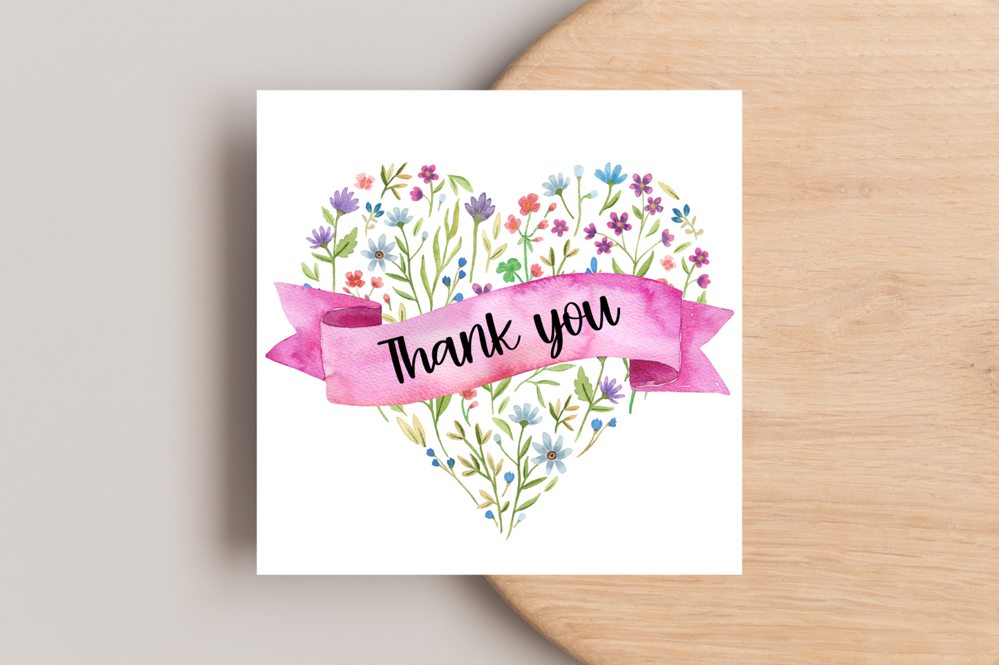 Flower Heart Thank You Card