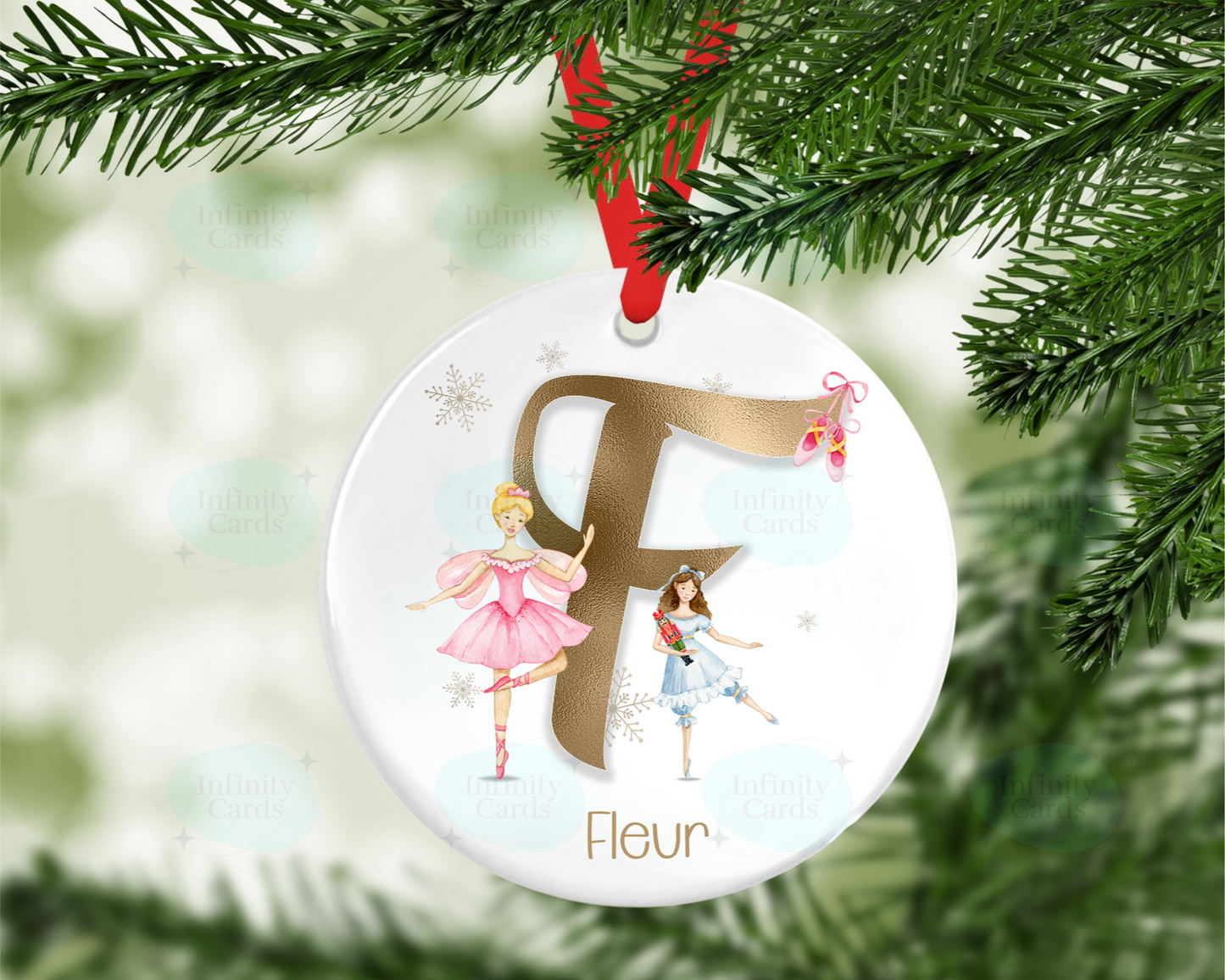Personalised Ballerina Initial Christmas Bauble
