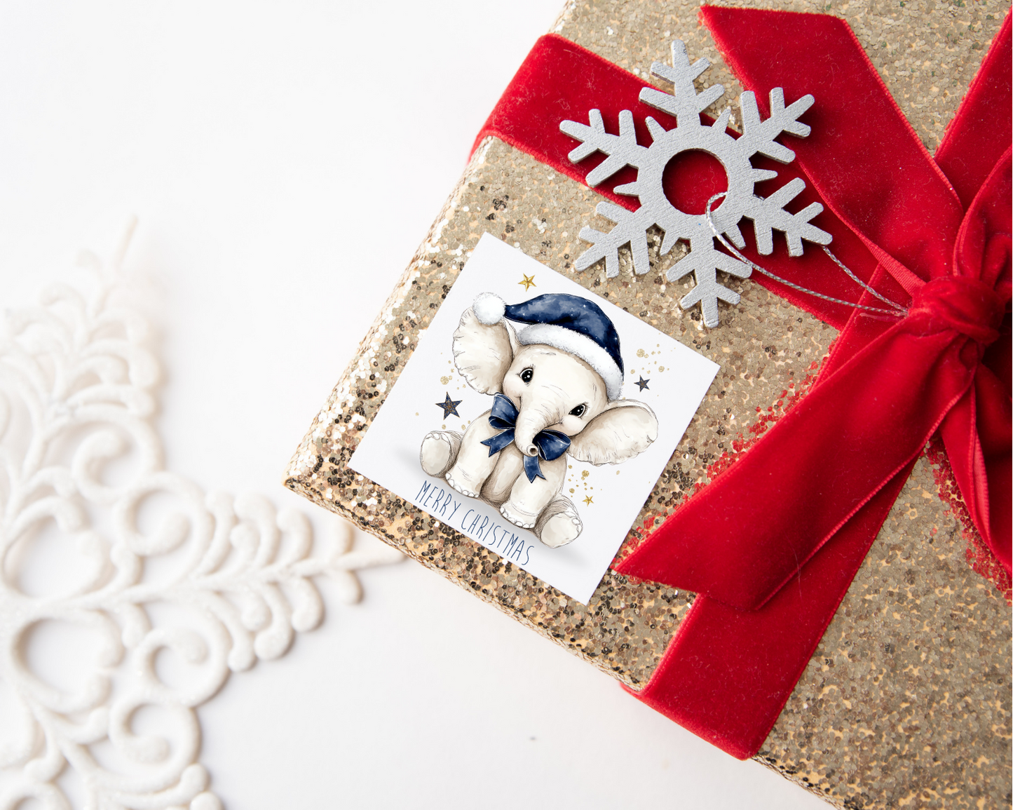 Elephant Merry Christmas Present Labels