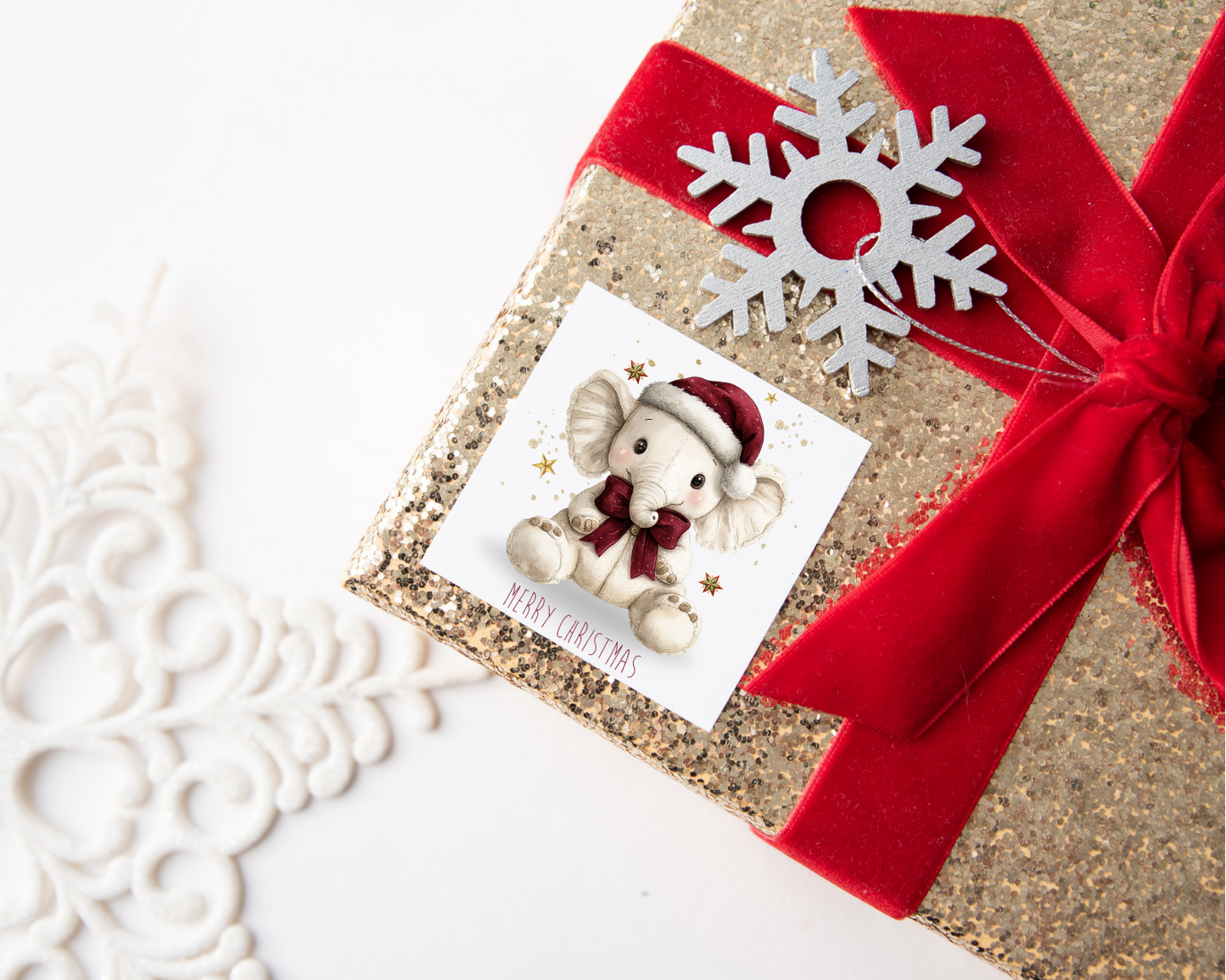 Elephant Merry Christmas Present Labels