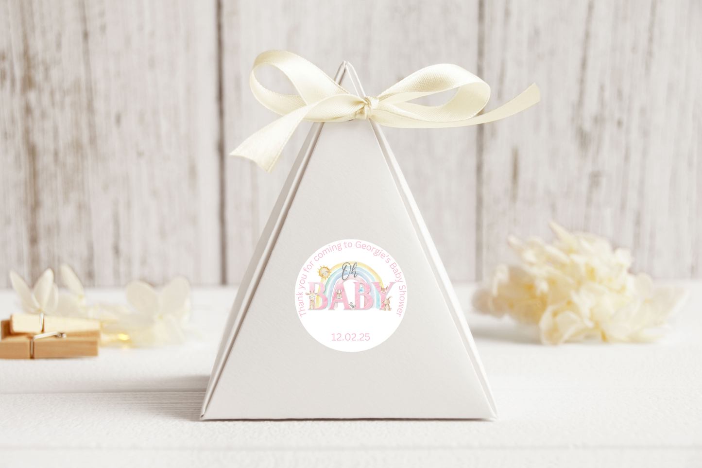 20 X Oh Baby Personalised Baby Shower Favour Stickers