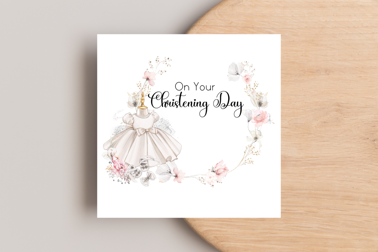 Wreath Christening Day Card
