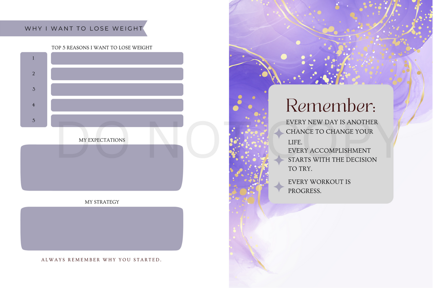 Weight Loss Planner Digital Download