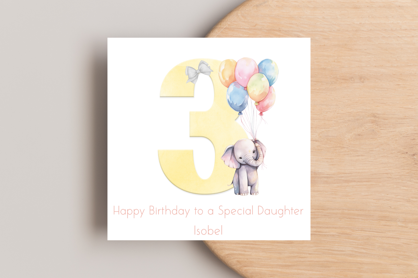 Personalised Yellow Elephant Birthday Card