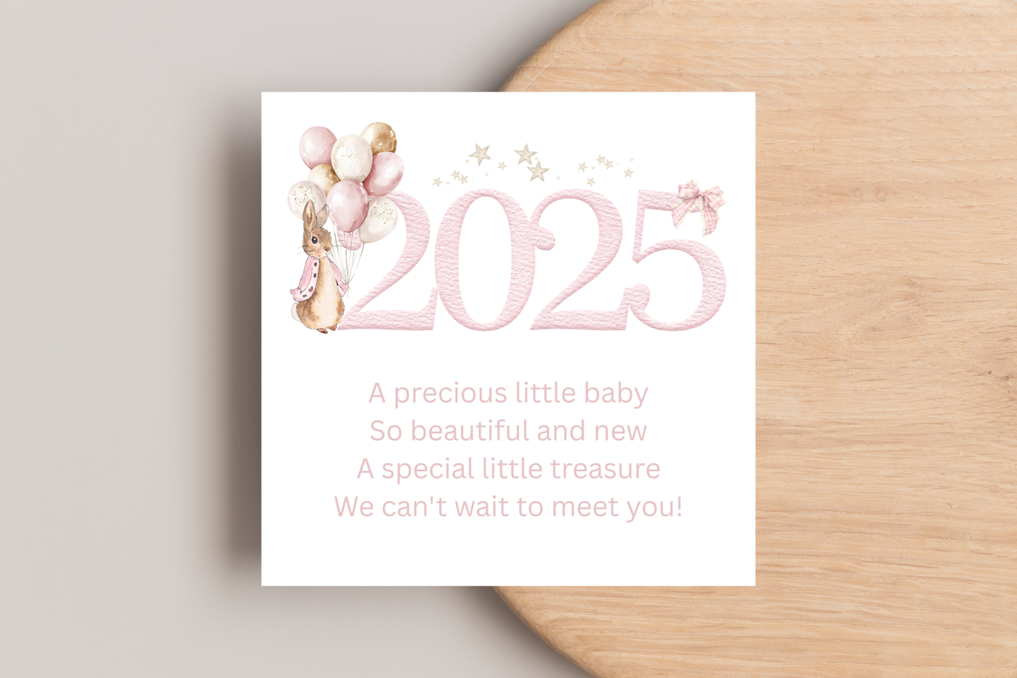Peter Rabbit Born in 2025 New Baby Card