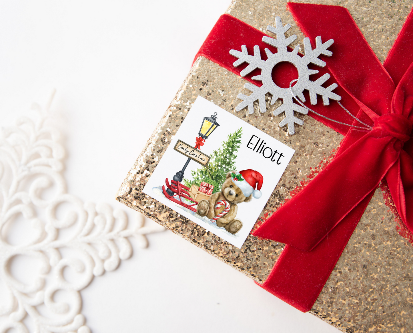 Teddy Bear Christmas Present Labels