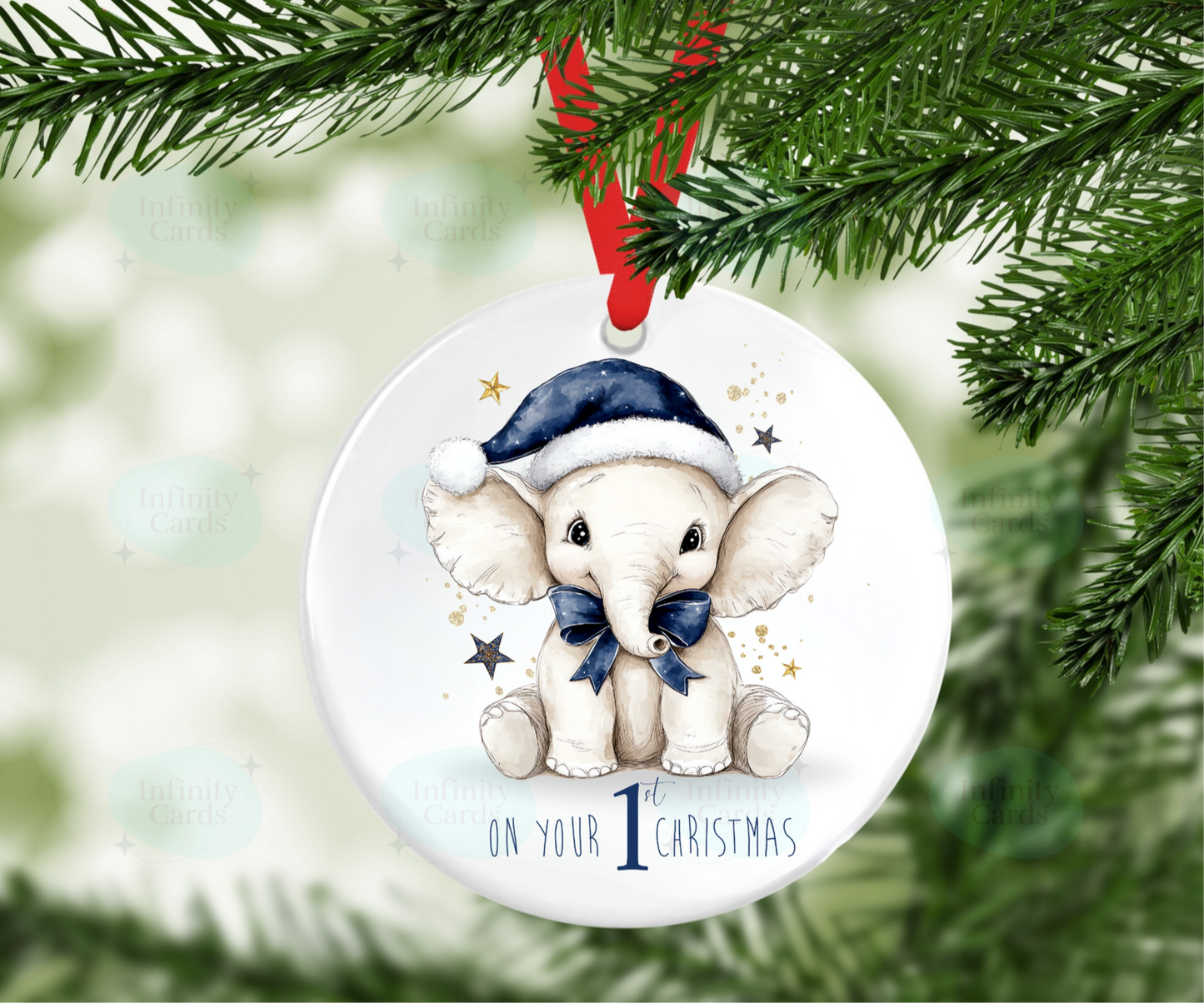 Elephant 1st Christmas Bauble