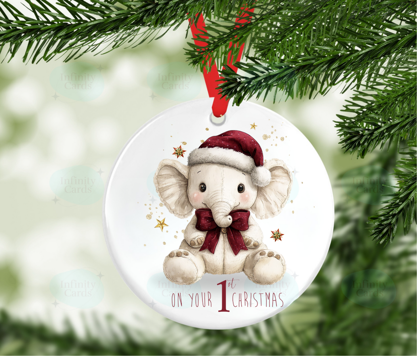 Elephant 1st Christmas Bauble