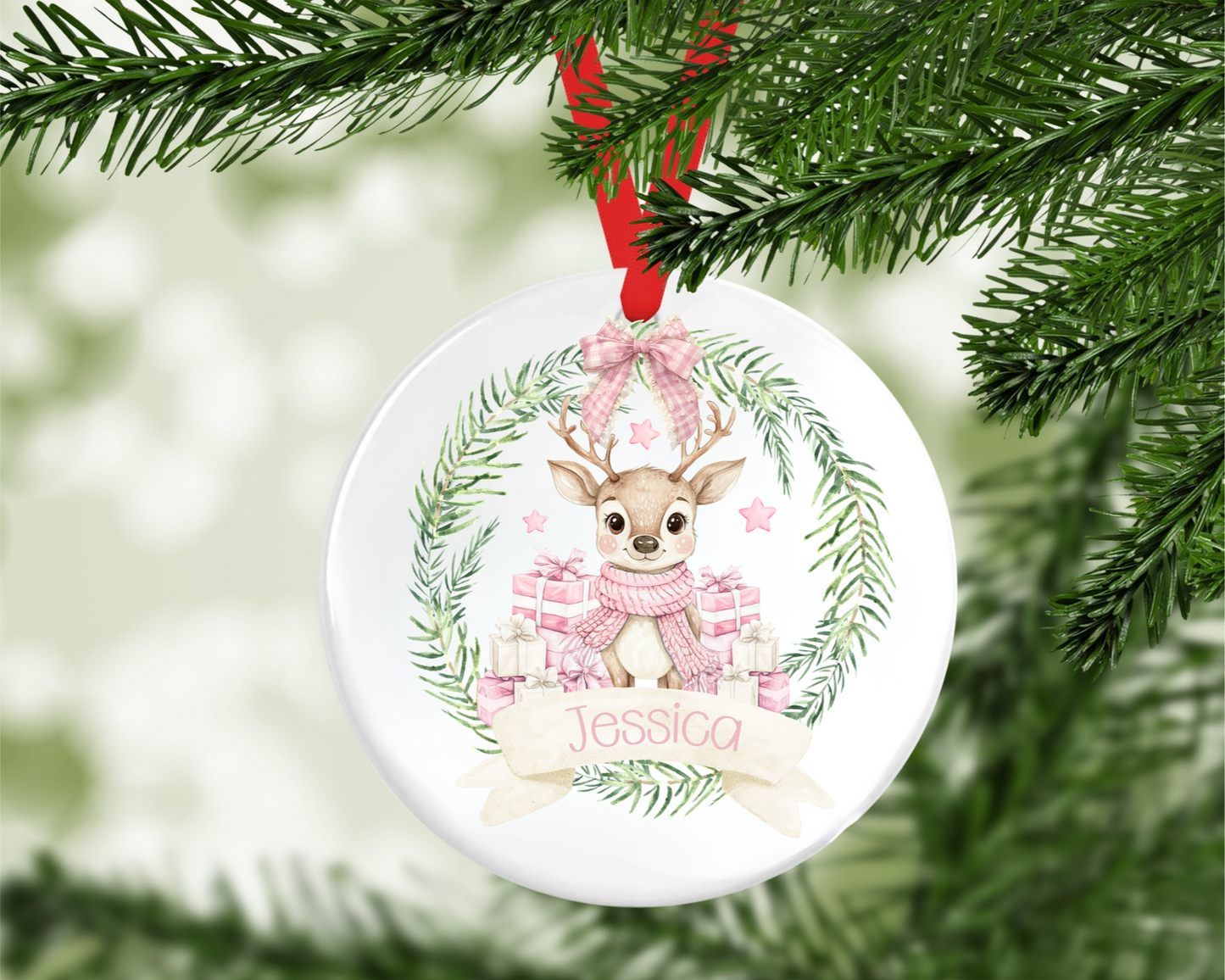 Personalised Reindeer Christmas Tree Decoration