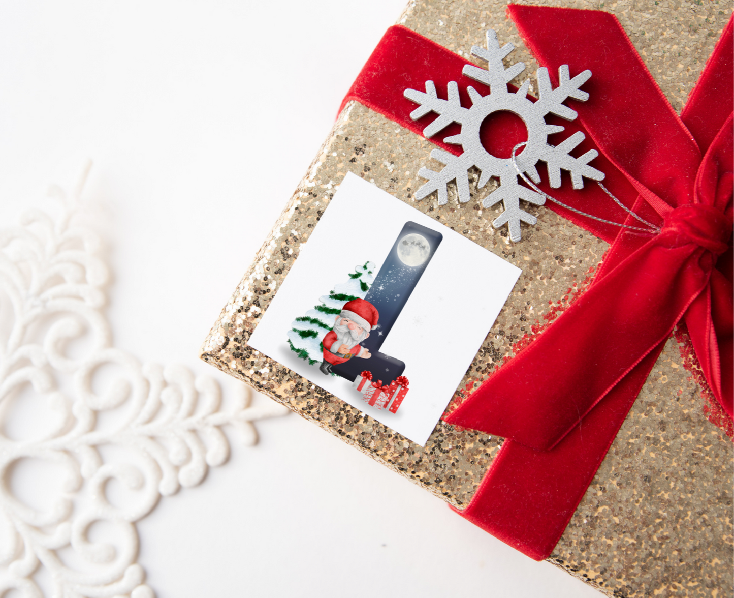 Initial Santa Christmas Present Labels
