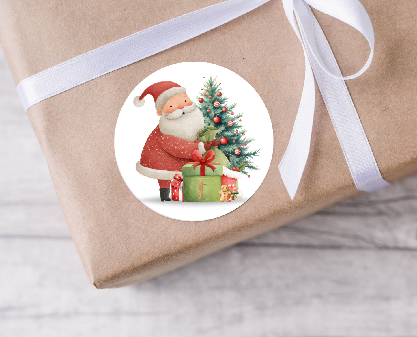 Initial Santa Christmas Present Labels