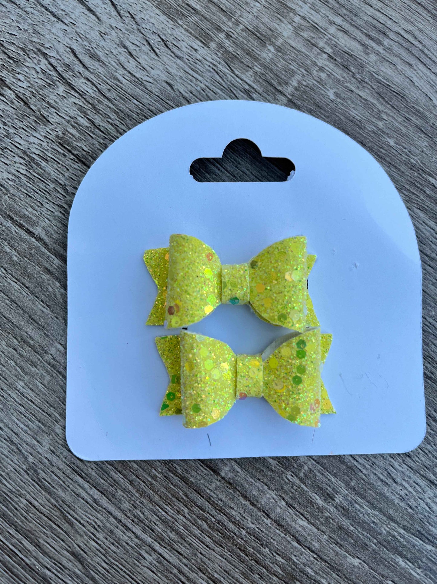 Yellow Glittery Girls pigtail Hair Bows