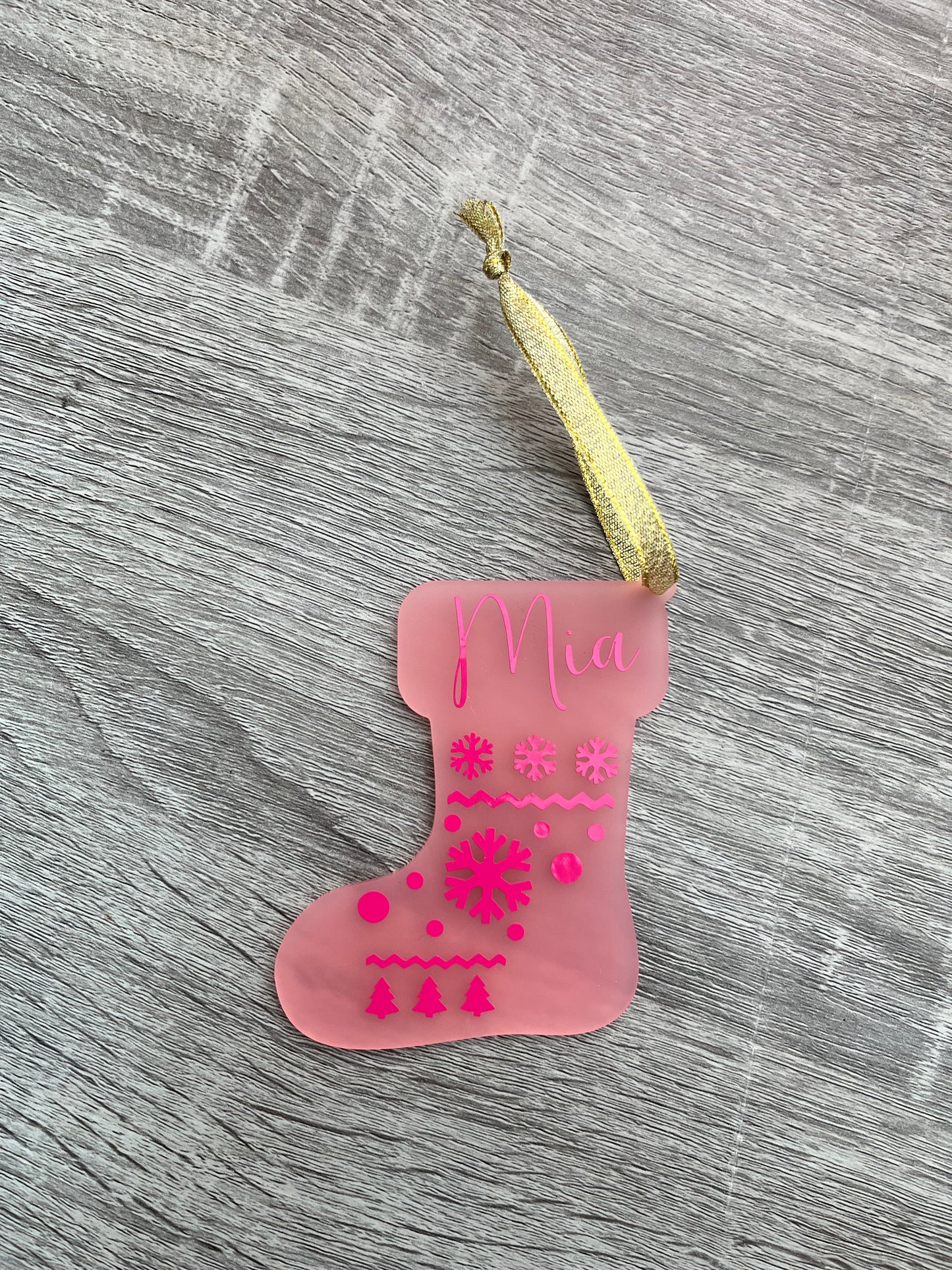 Acrylic Personalised Stocking Tree Decoration