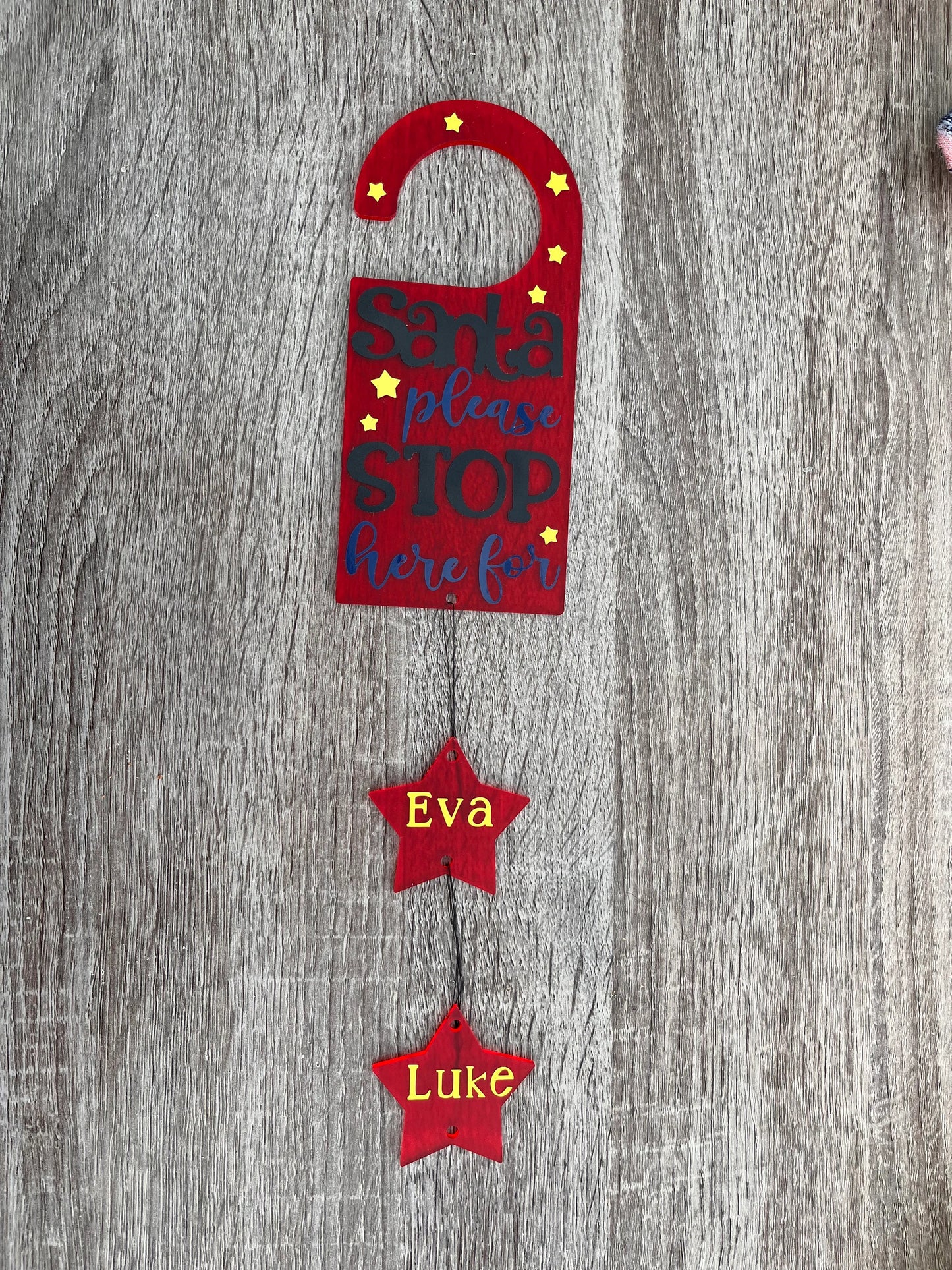 Santa Please Stop Here Door Sign: Personalised Stars with Names