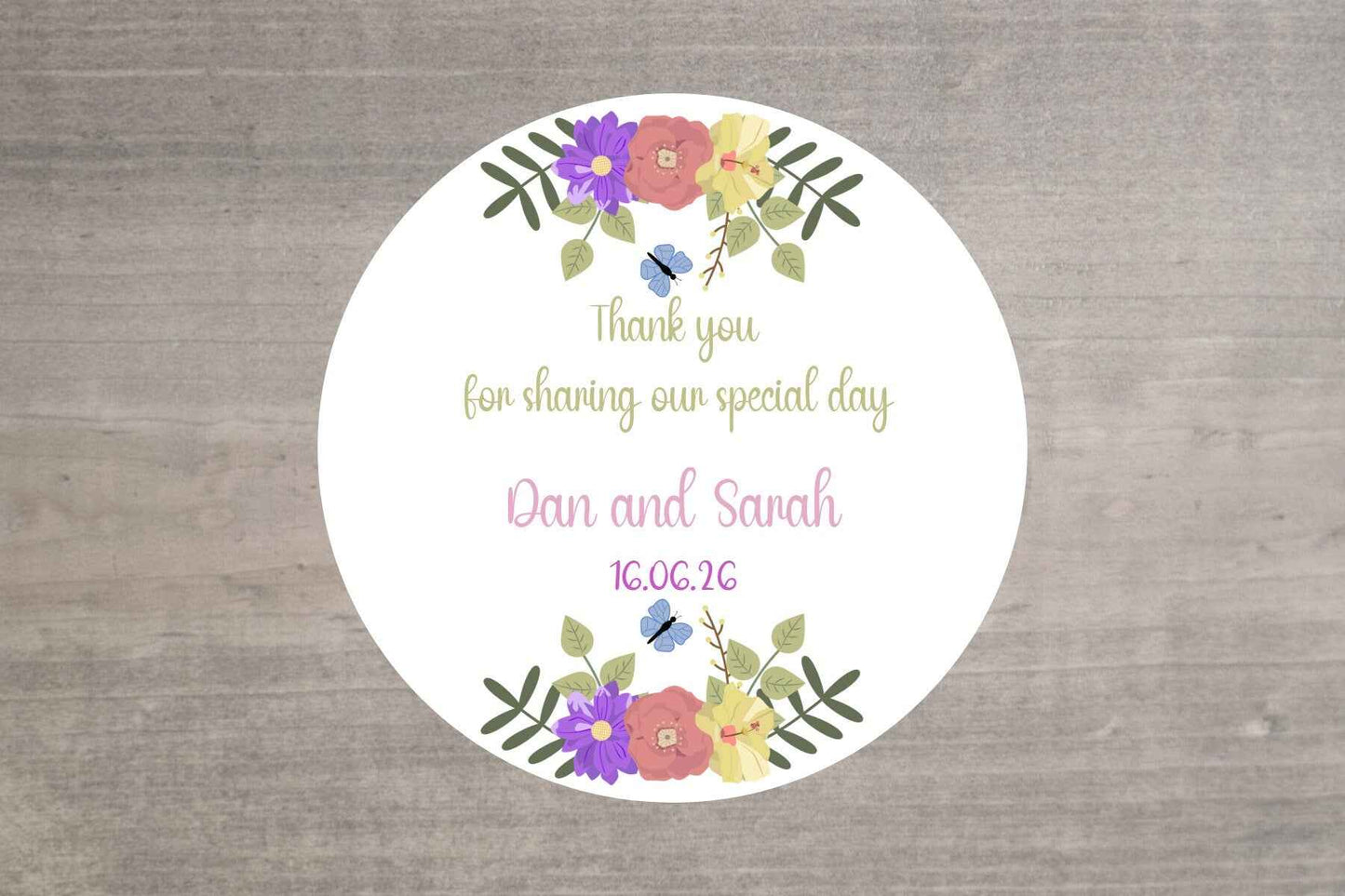 24 X Thank You for coming Personalised Wedding Day Favour Stickers
