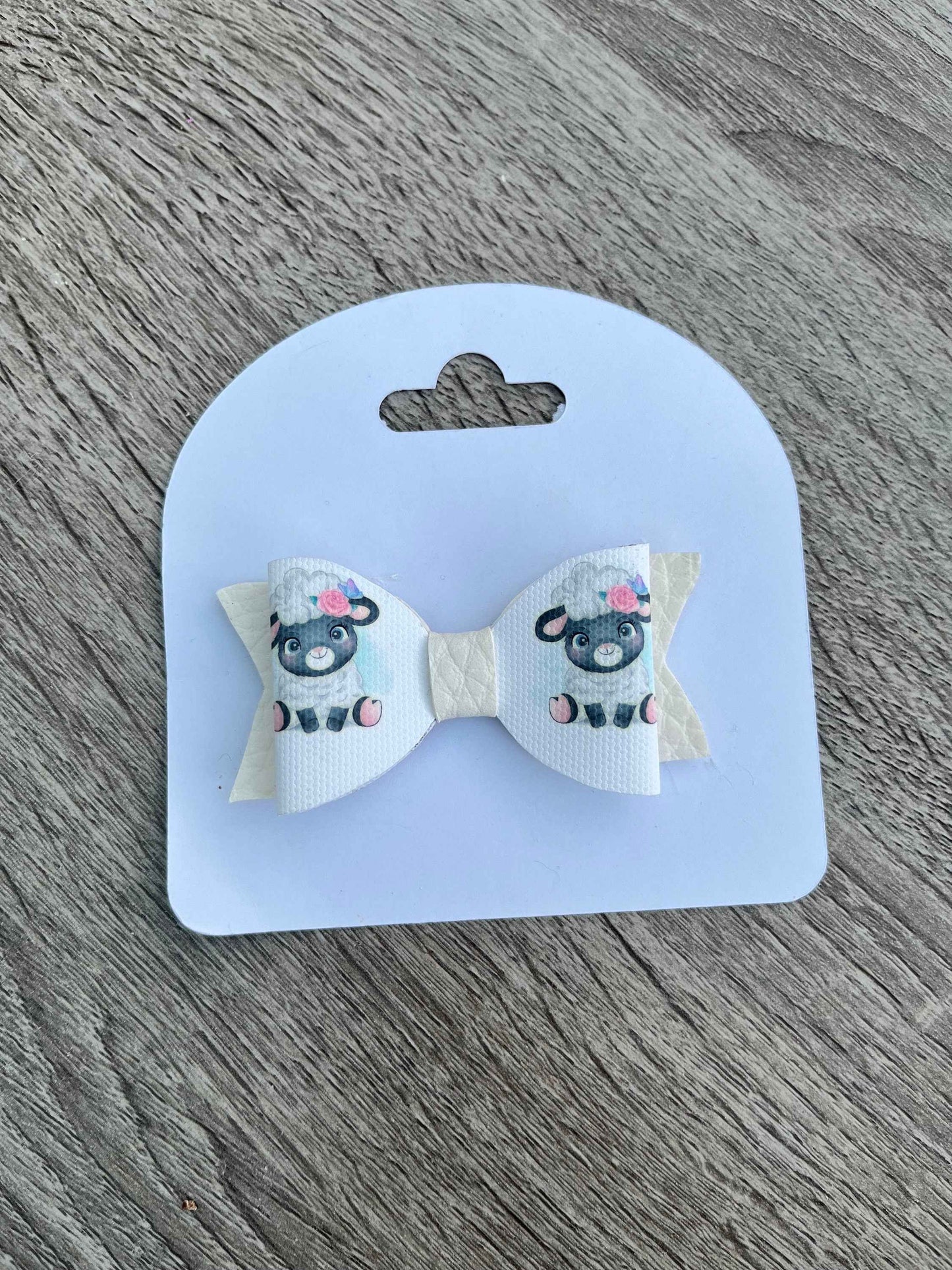 Lamb Easter Theme Girls Hair Bow