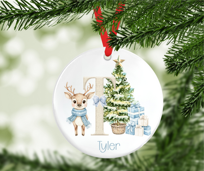 Personalised Reindeer Initial Christmas Tree Decoration