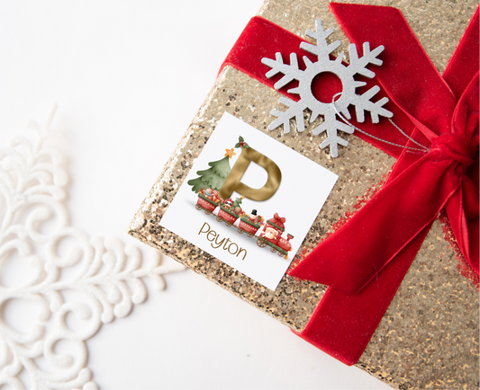 Personalised Initial Christmas Train Christmas Present Labels