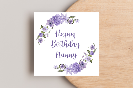 Personalised Flower Wreath Birthday Card