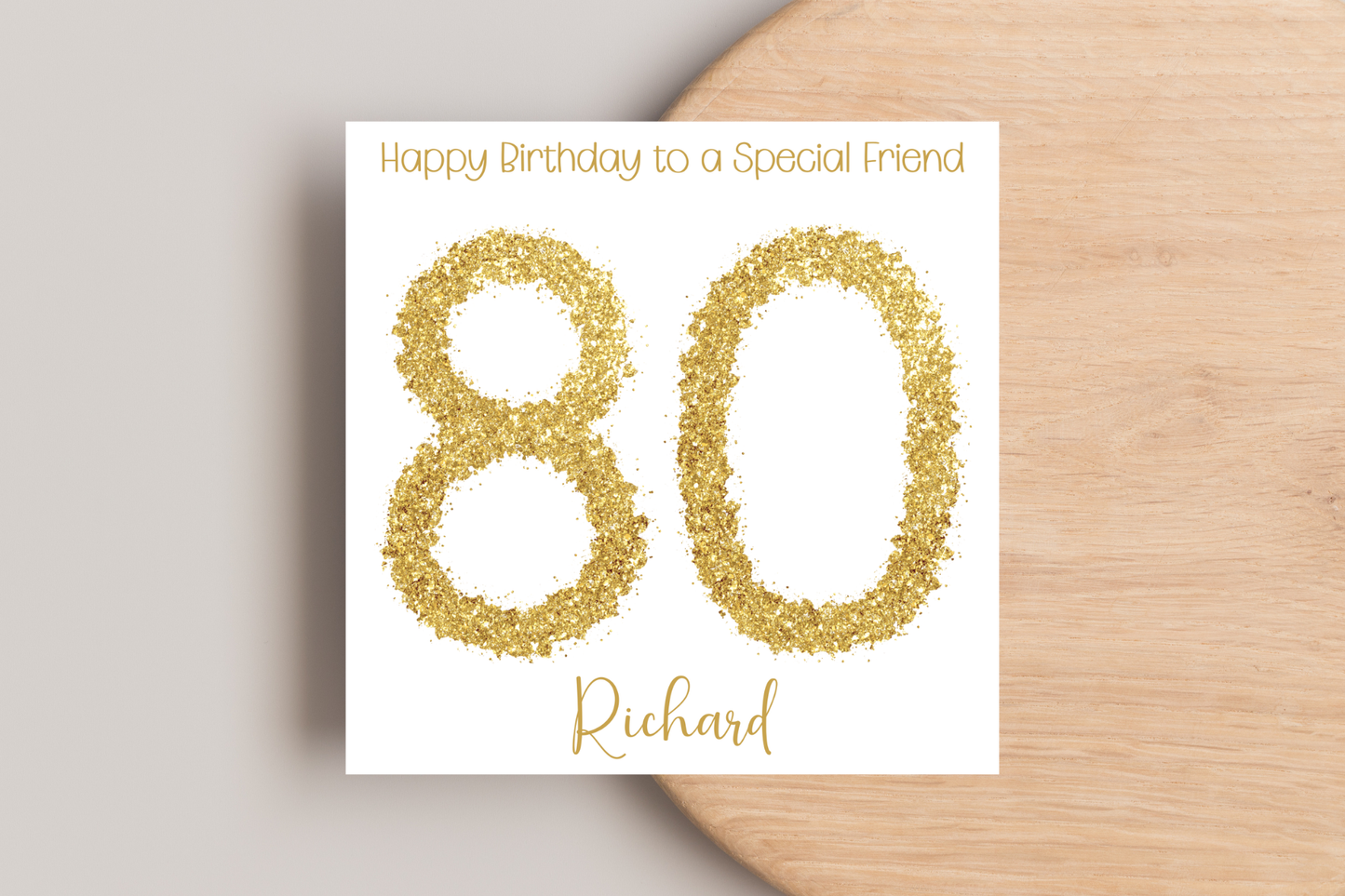 Personalised 80th Gold Birthday Card