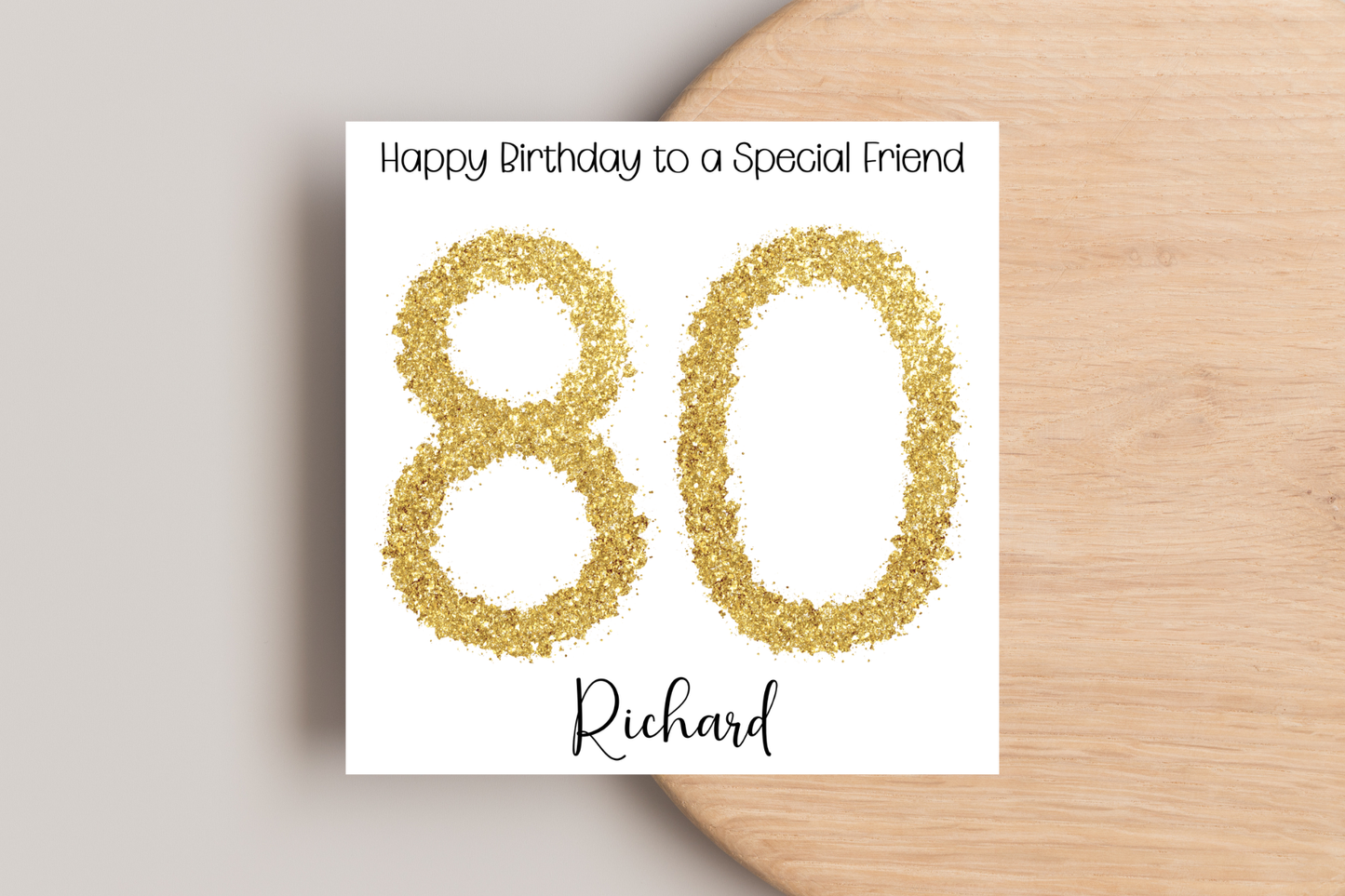 Personalised 80th Gold Birthday Card