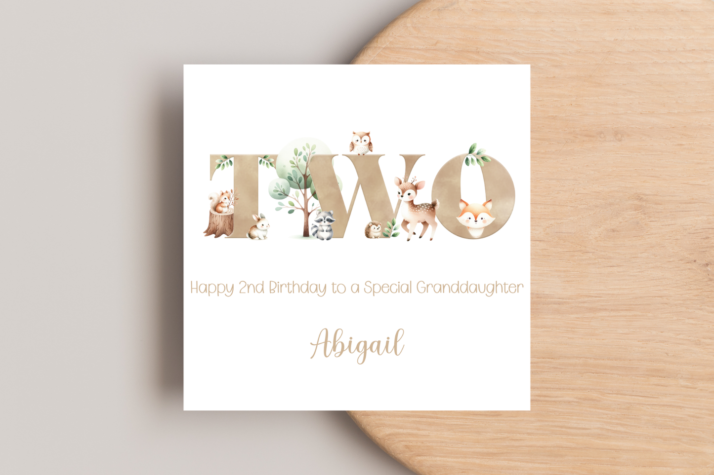 Personalised Woodland Animal 2nd Birthday Card