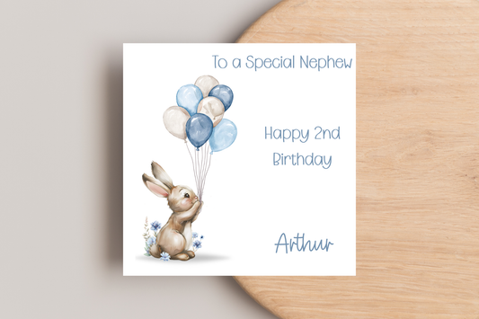 Personalised Bunny Birthday Card