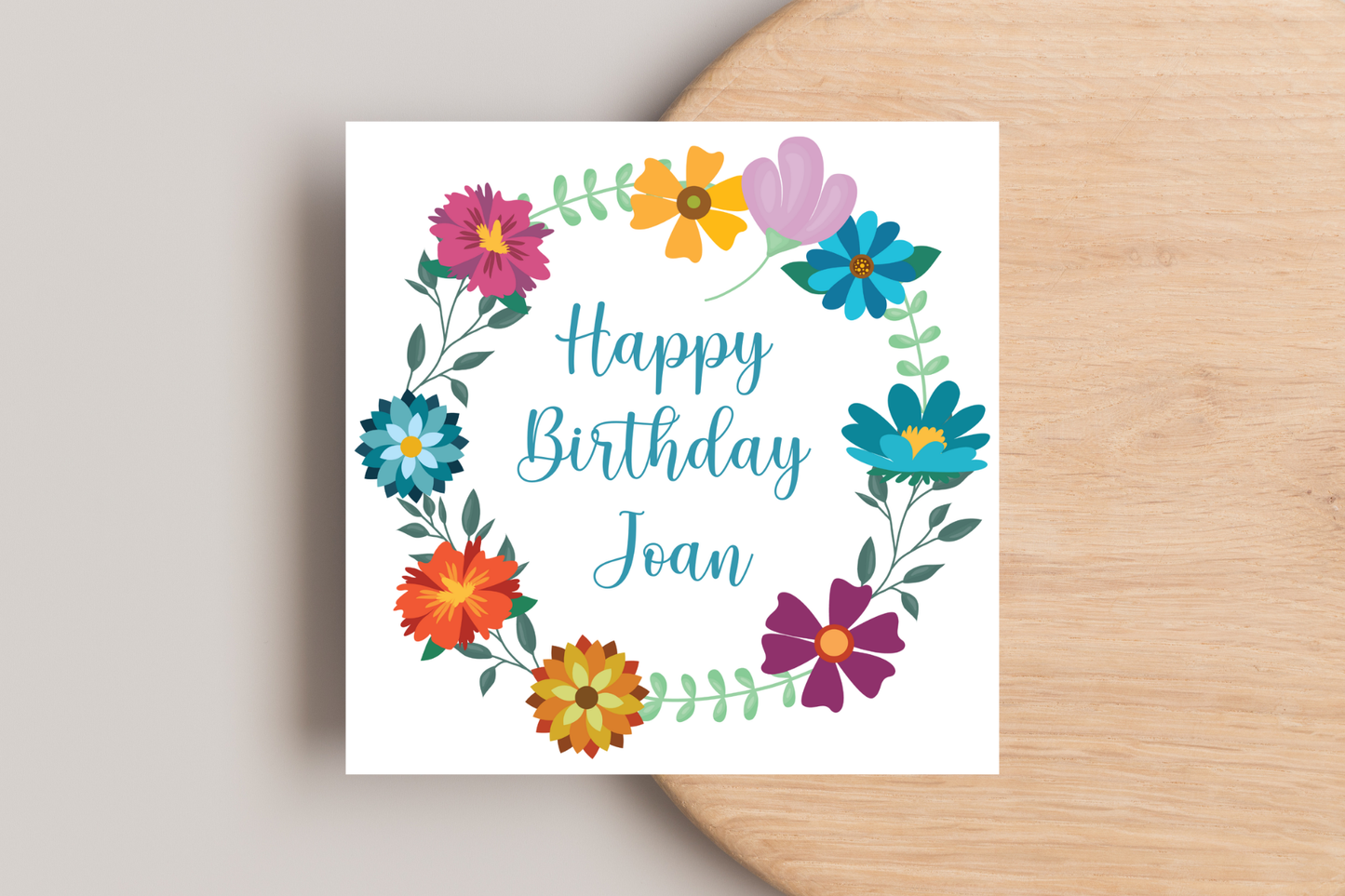 Personalised Flower Wreath Birthday Card