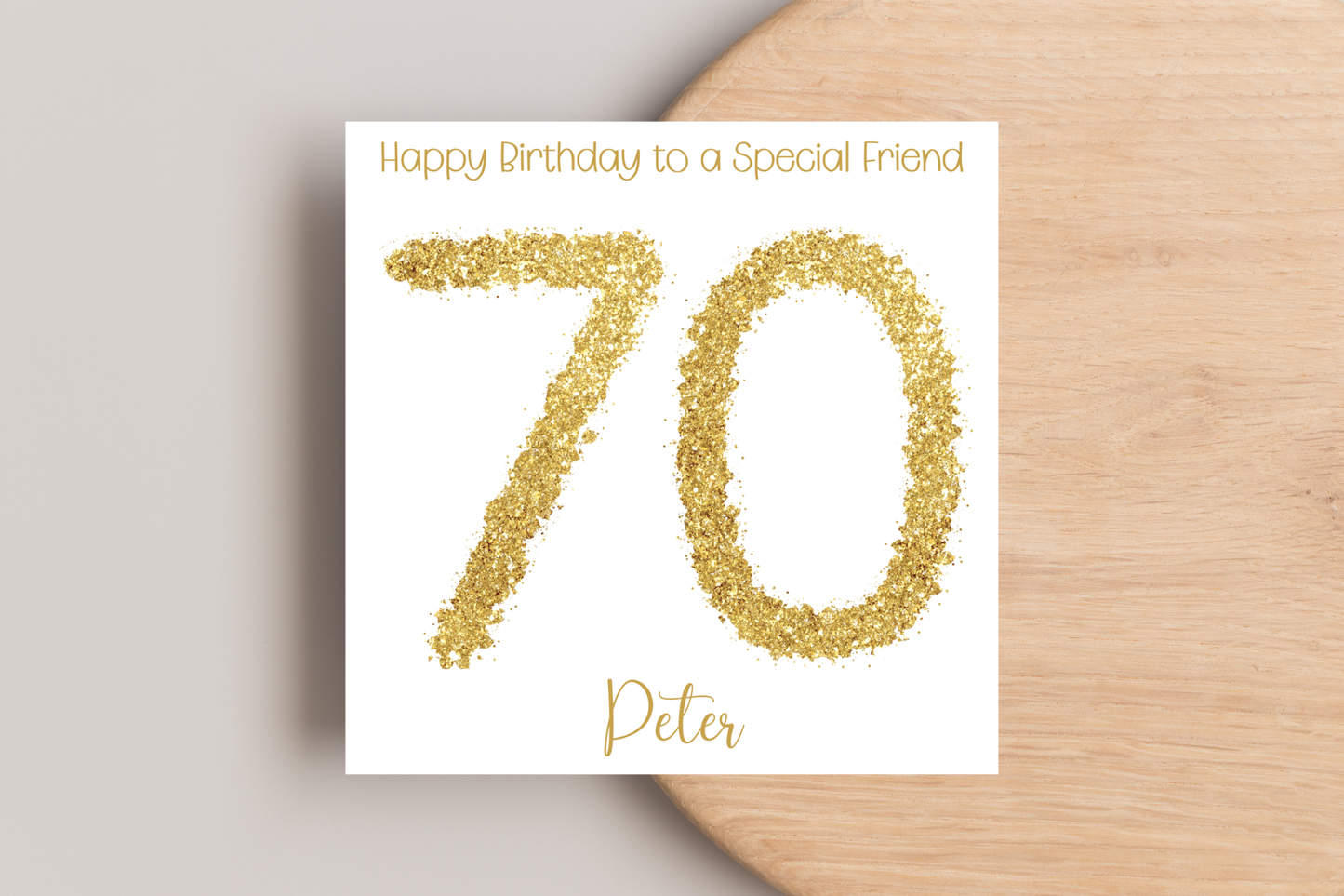 Personalised 70th Gold Birthday Card