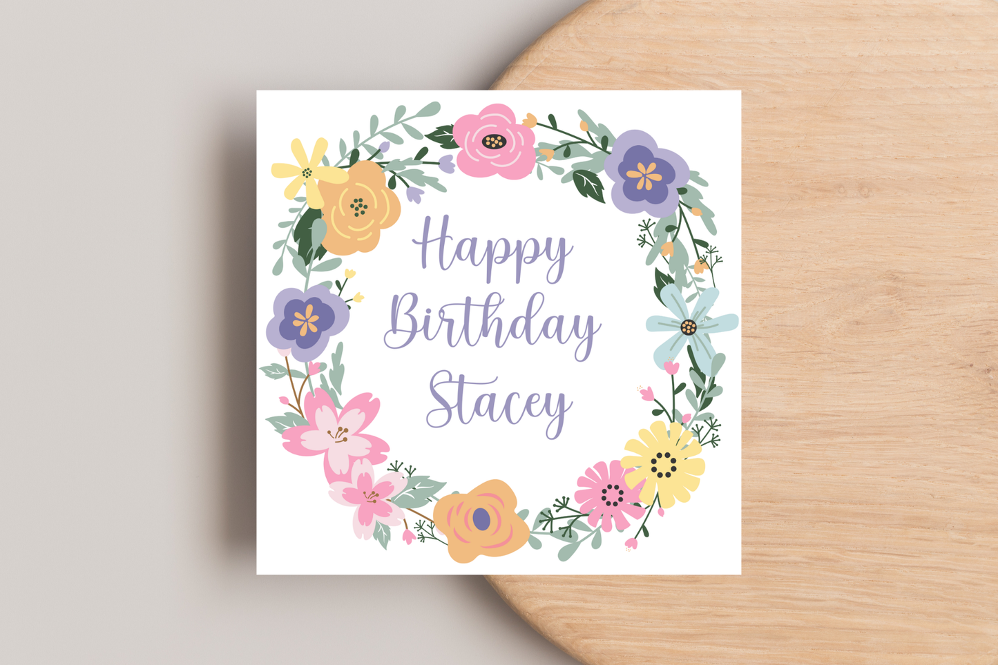 Personalised Flower Wreath Birthday Card