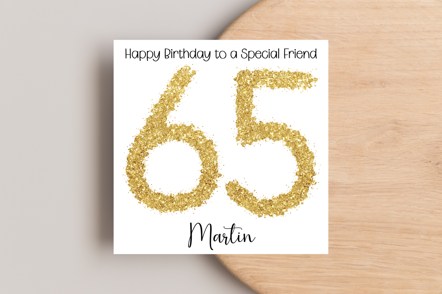 Personalised 65th Gold Birthday Card