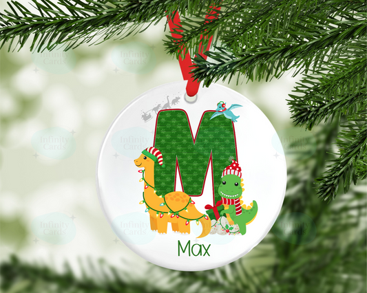 Dinosaur Initial Christmas Bauble