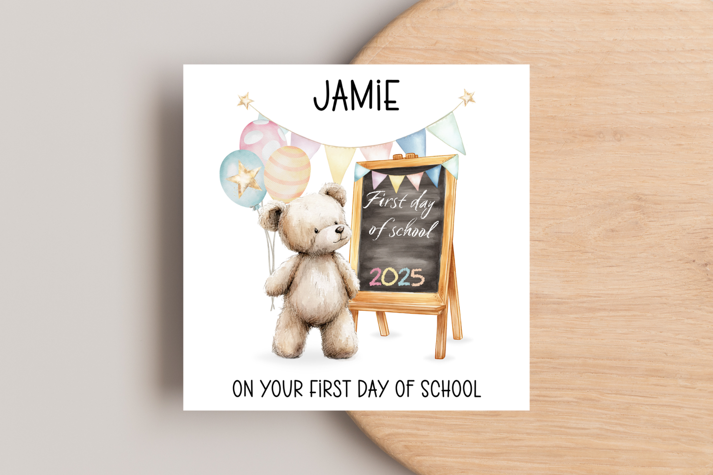 Personalised Bear First Day of School Card