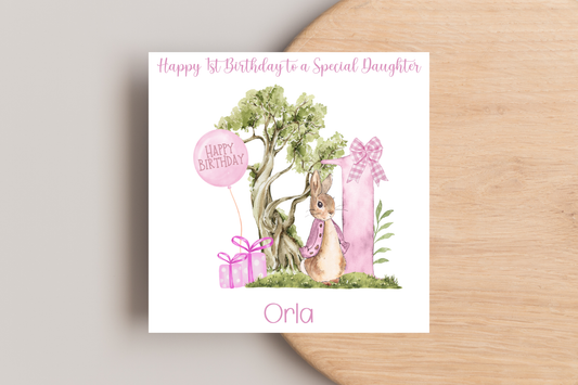 Peter Rabbit 1st Birthday Card Personalised