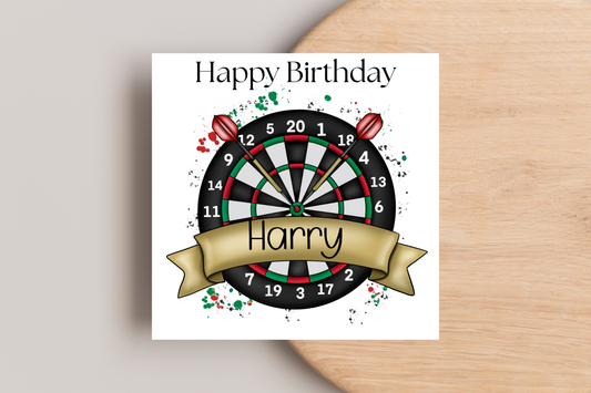Personalised Darts Birthday Card