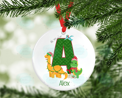 Dinosaur Initial Christmas Bauble