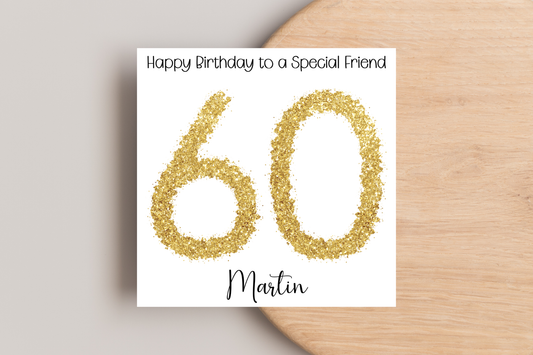 Personalised 60th Gold Birthday Card