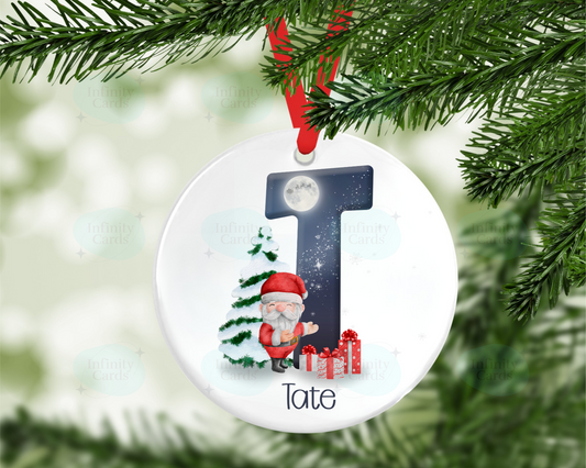 Personalised Santa Initial Christmas Tree Decoration