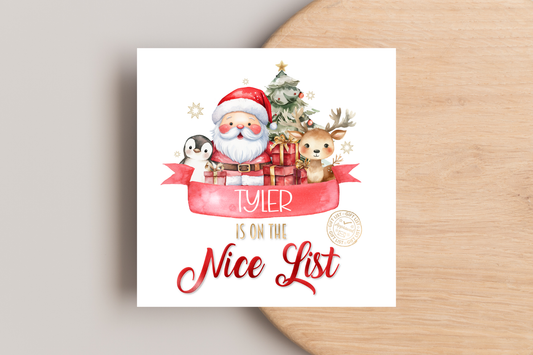 Personalised Nice List Christmas Card