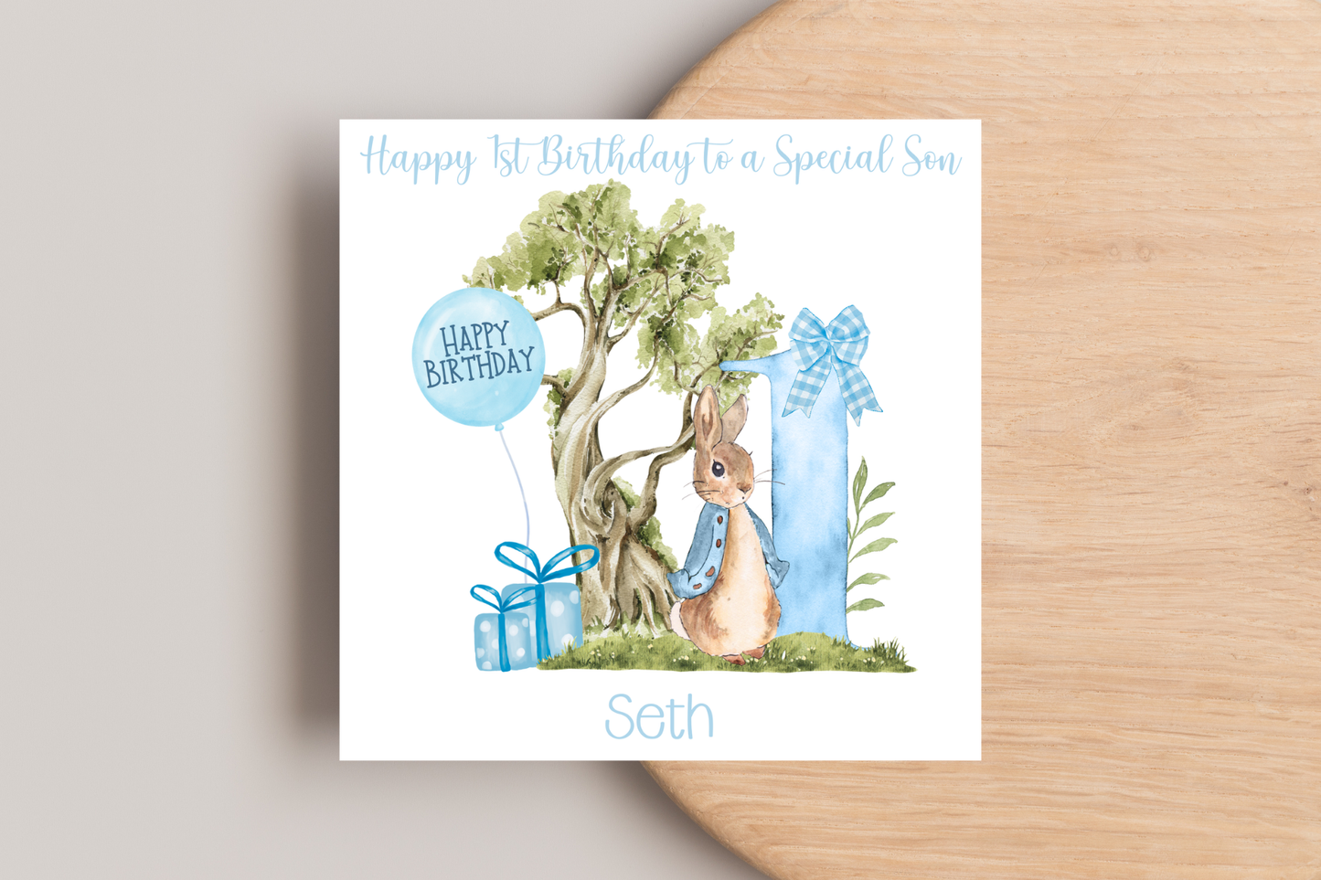 Peter Rabbit 1st Birthday Card Personalised